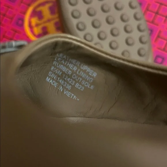Tory Burch Tan Flats with Silver Logo - Picture 6 of 7
